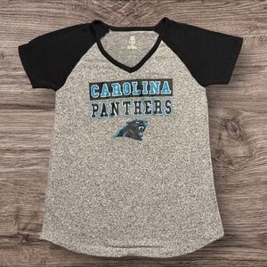 NFL Carolina Panthers Kids' Gray and Black Tee (Women’s XXS or XS)